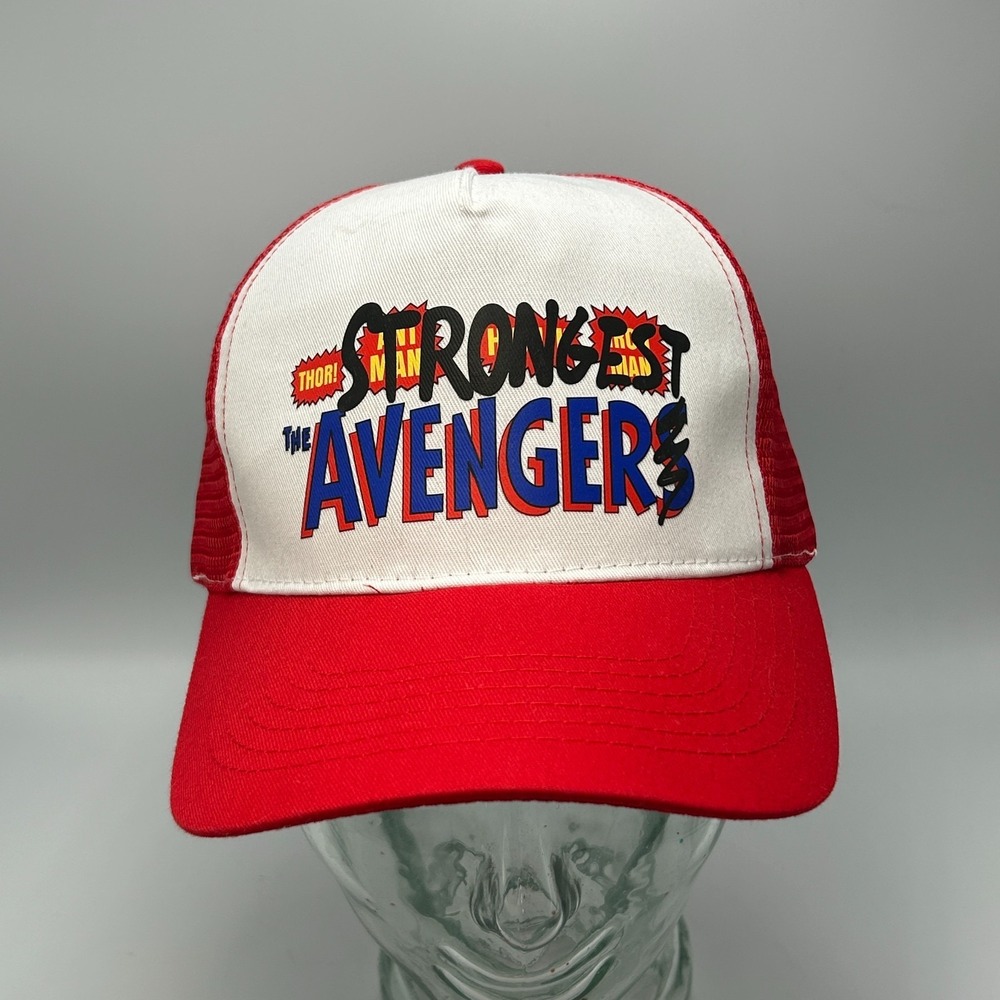 Avengers Movie Trucker Hat Mesh Snapback Cap Red Strongest Marvel Disney 2022
